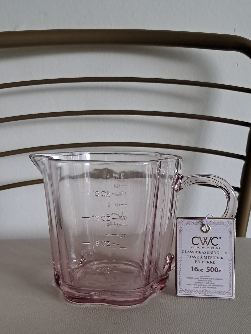 CWC Pink Glass Measuring Cup 16oz - Elegant Kitchen Tool